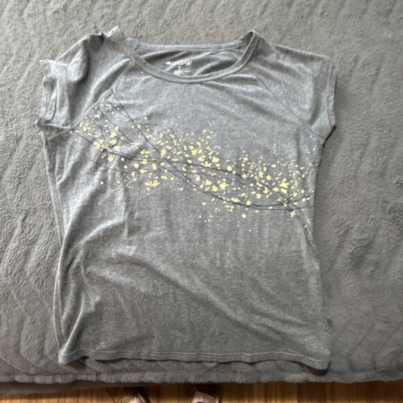 Ideology Accessories - Ideology Gray Yellow Graphic Print Crew Neck Raglan Short Sleeve Jersey Tee L